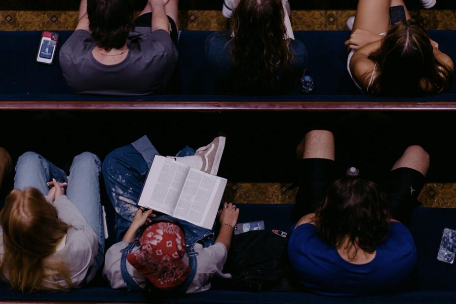 students from the Theological Studies major sitting in chapel